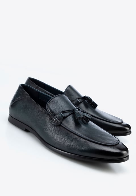 Wittchen Men's Leather Loafers with Tassel Navy Blue Natural Leather - Image 6