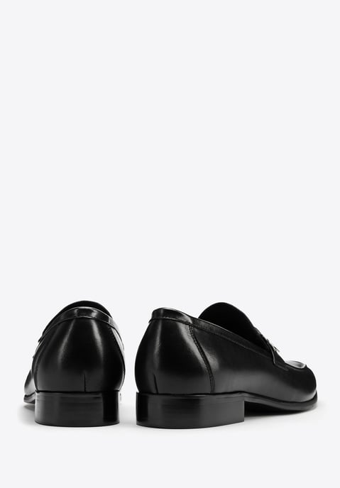 Wittchen Men's genuine leather moccasins with metal logo black black genuine lea - Image 5