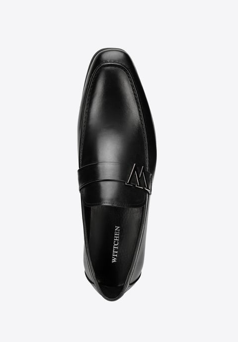 Wittchen Men's genuine leather moccasins with metal logo black black genuine lea - Image 6