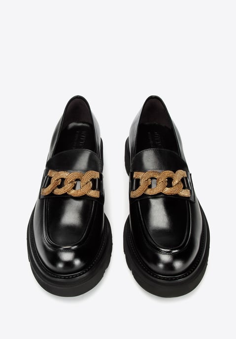 Wittchen Dames Leren Mocassins met Decoratieve Ketting op Platform Zwart - Image 2