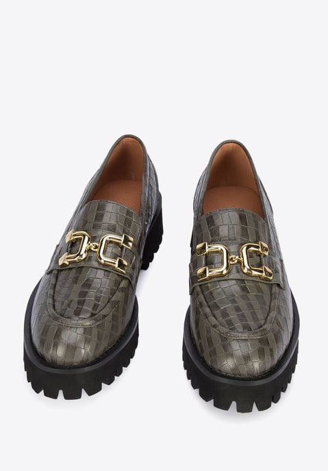 Wittchen Dames Leren Mocassins met Gesp, Groen, Natuurlijk Leer - Image 1