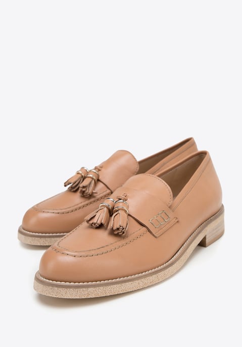 Wittchen Dames Leren Loafers met Kwastjes, Beige, Natuurlijk Leer - Image 3
