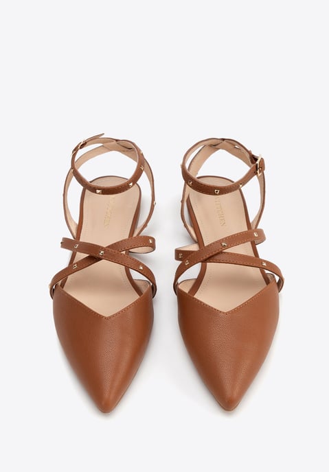 Wittchen Dames Leren Ballerina's met Metallic Accenten Bruin Natuurlijk Leer - Image 3