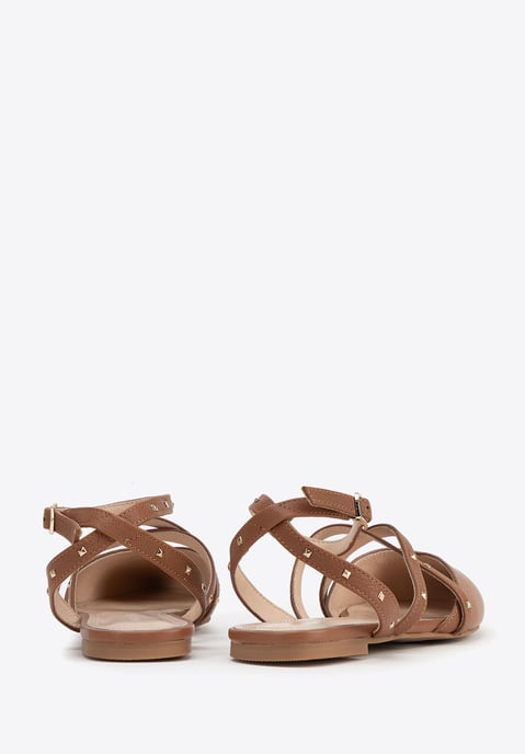 Wittchen Dames Leren Ballerina's met Metallic Accenten Bruin Natuurlijk Leer - Image 4