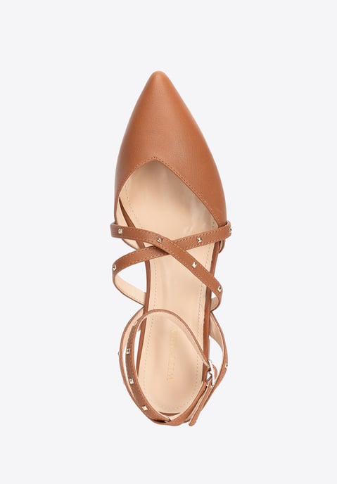 Wittchen Dames Leren Ballerina's met Metallic Accenten Bruin Natuurlijk Leer - Image 5