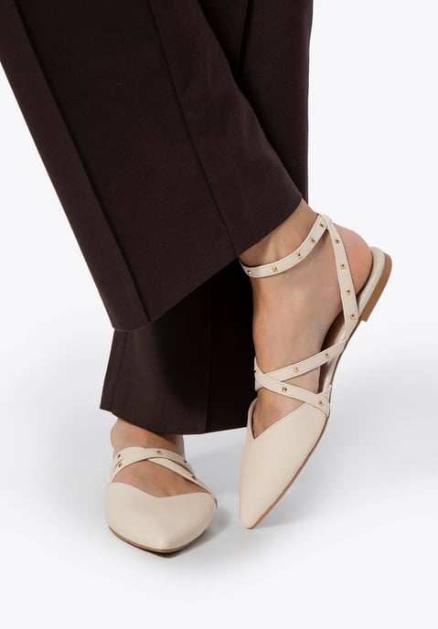 Wittchen Dames Leren Ballerina's met Metallic Accenten, Beige, Natuurlijk Leer - Image 2
