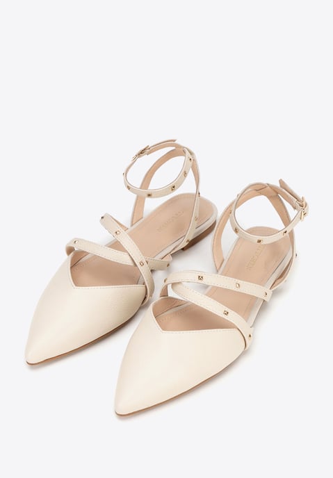 Wittchen Dames Leren Ballerina's met Metallic Accenten, Beige, Natuurlijk Leer - Image 3