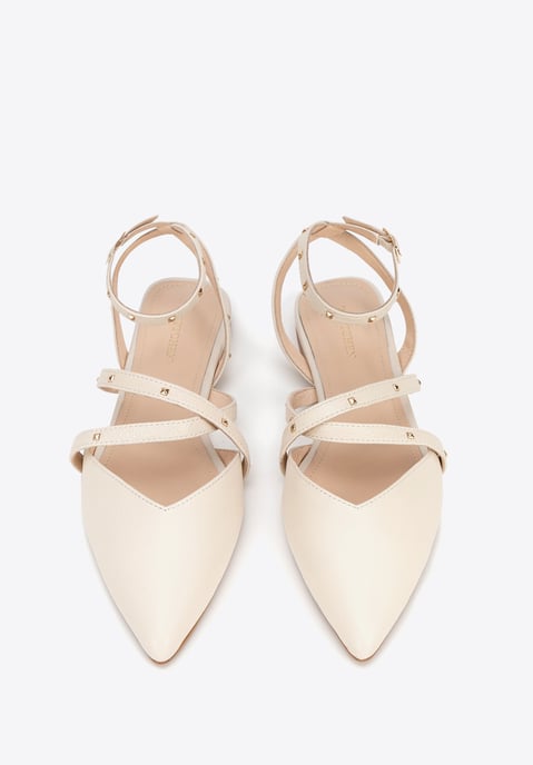 Wittchen Dames Leren Ballerina's met Metallic Accenten, Beige, Natuurlijk Leer - Image 4