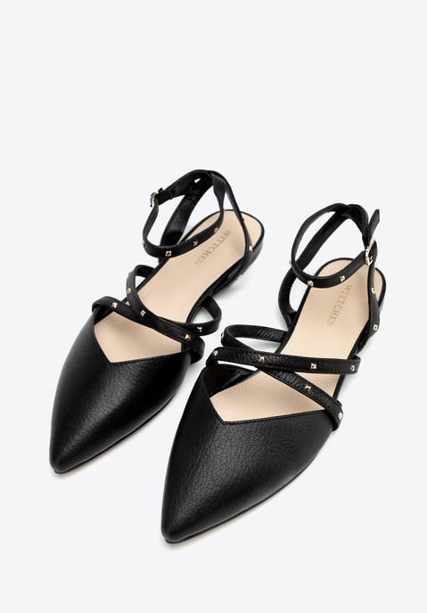 Wittchen Dames Leren Ballerina's met Metallic Accenten Zwart Natuurlijk Leer - Image 3