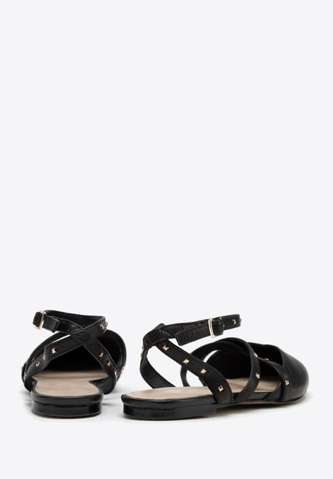 Wittchen Dames Leren Ballerina's met Metallic Accenten Zwart Natuurlijk Leer - Image 5