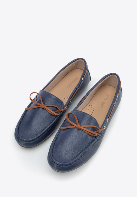 Wittchen Dames Leren Mocassins met Bandje, Marineblauw en Bruin, Natuurlijk Leer - Image 2