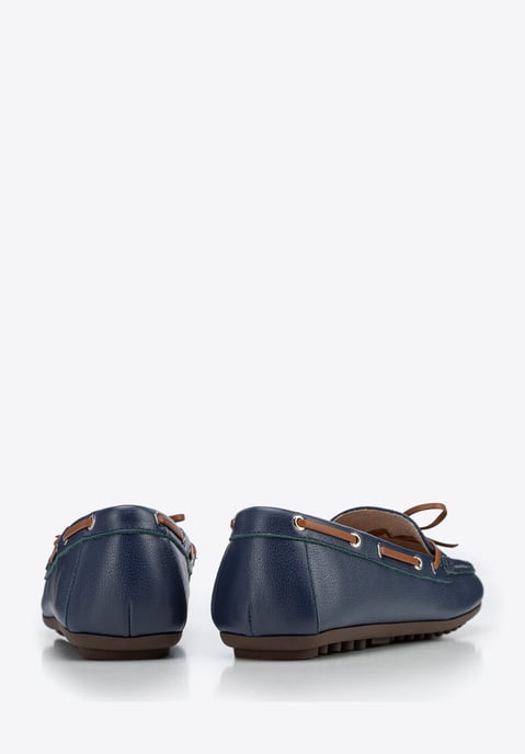 Wittchen Dames Leren Mocassins met Bandje, Marineblauw en Bruin, Natuurlijk Leer - Image 4