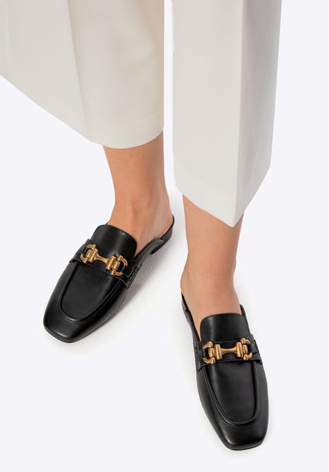 Wittchen Dames Leren Loafers met Open Hak Zwart Natuurlijk Leer - Image 2
