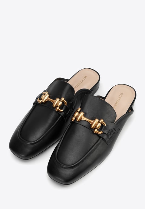 Wittchen Dames Leren Loafers met Open Hak Zwart Natuurlijk Leer - Image 3