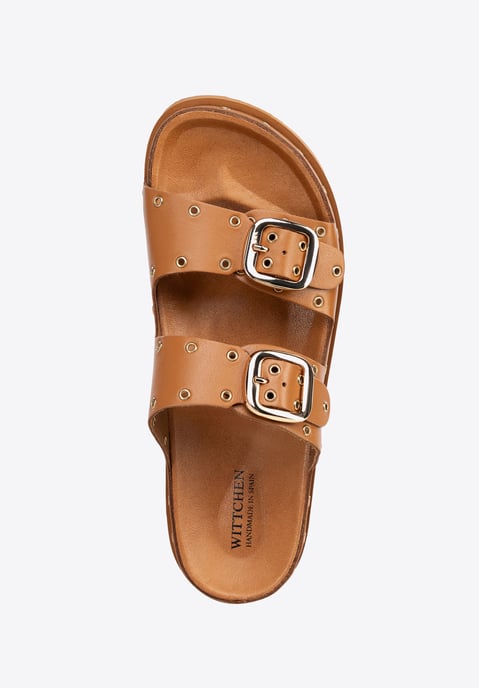 Wittchen Women's Leather Flip-Flops with Metal Details Brown Natural Leather - Image 5