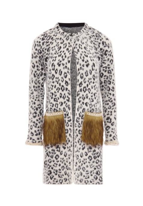 Faina Vest Dames wol wit zwart - Image 1