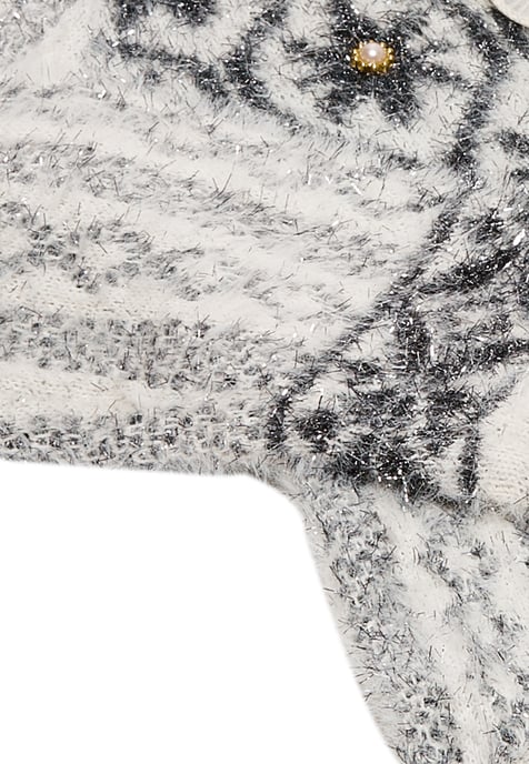 Faina Vest Dames wol wit zwart - Image 3