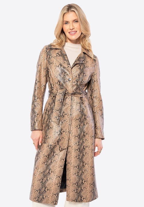 Wittchen Women's Animal Print Leather Coat Beige Natural Leather - Image 3