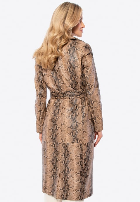 Wittchen Women's Animal Print Leather Coat Beige Natural Leather - Image 4