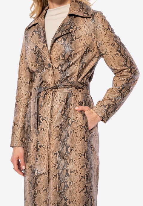Wittchen Women's Animal Print Leather Coat Beige Natural Leather - Image 5