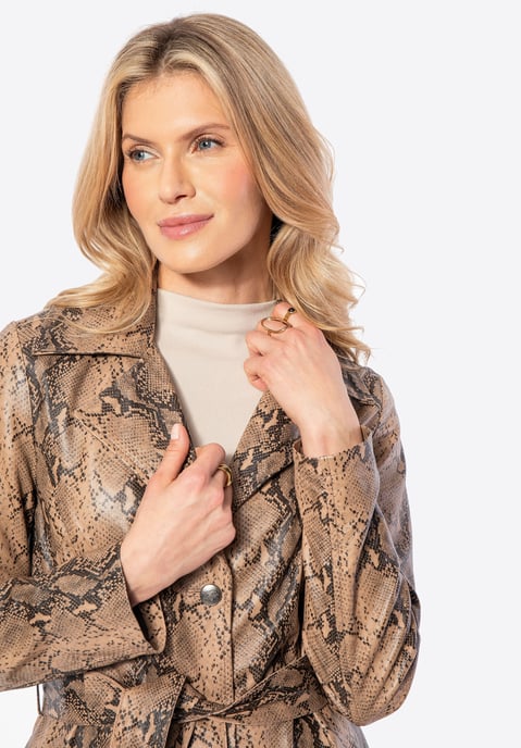 Wittchen Women's Animal Print Leather Coat Beige Natural Leather - Image 6