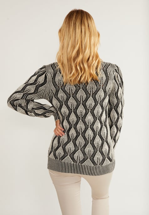 usha Vest Dames wol wit zwart - Image 4