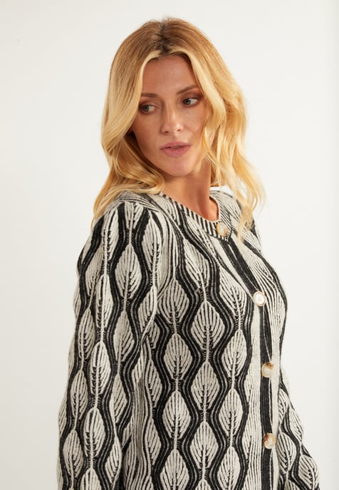 usha Vest Dames wol wit zwart - Image 5