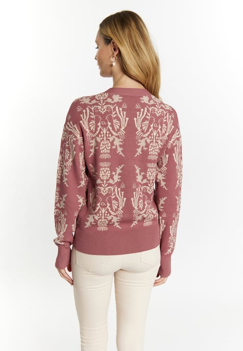 usha Gebreid vest Dames Oud roze crème - Image 4