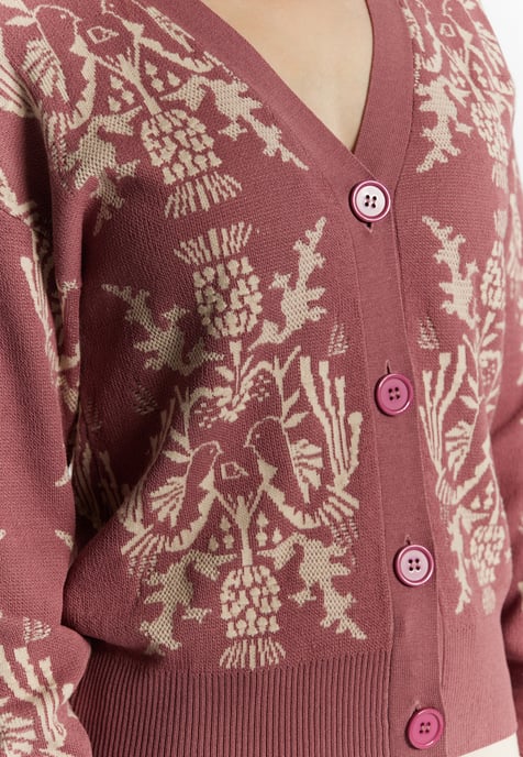 usha Gebreid vest Dames Oud roze crème - Image 5