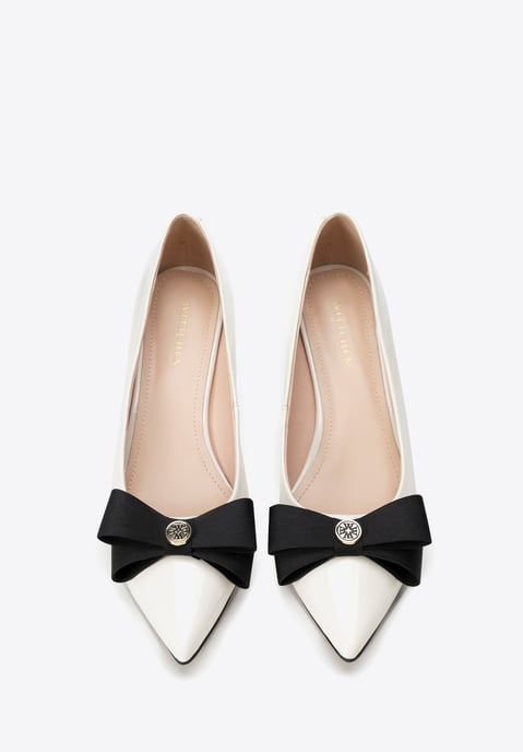 Wittchen Women's Leather Pumps with Bow Cream and Black Natural Leather - Image 4