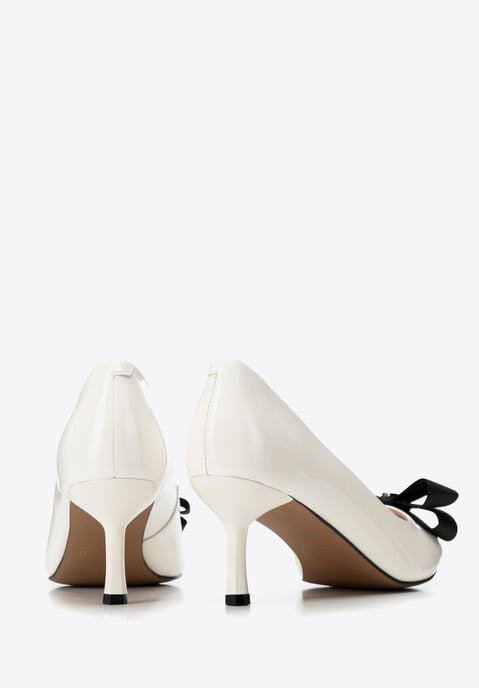 Wittchen Women's Leather Pumps with Bow Cream and Black Natural Leather - Image 5