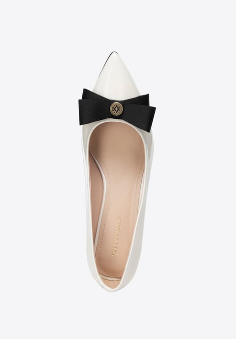 Wittchen Women's Leather Pumps with Bow Cream and Black Natural Leather - Image 6
