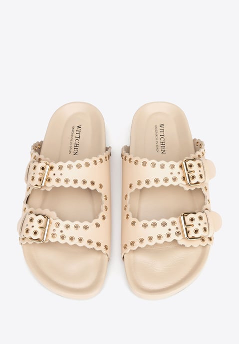 Wittchen Dames leren slippers met decoratieve bandjes, beige, natuurlijk leer - Image 5