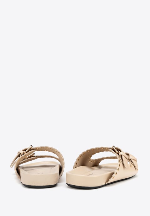 Wittchen Dames leren slippers met decoratieve bandjes, beige, natuurlijk leer - Image 6