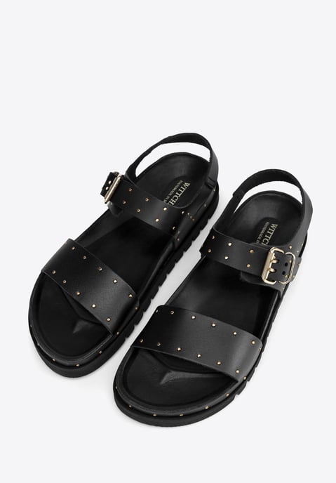 Wittchen Women's Leather Sandals with Rivets Black Natural Leather - Image 2