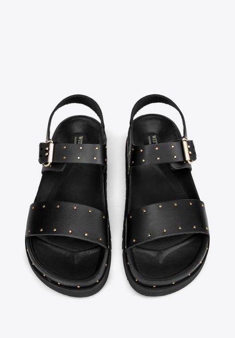 Wittchen Women's Leather Sandals with Rivets Black Natural Leather - Image 3