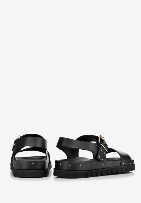 Wittchen Women's Leather Sandals with Rivets Black Natural Leather - Image 4