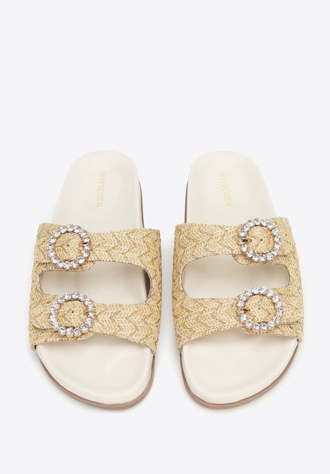 Wittchen Dames Faux Raffia Slides Beige, Beige Synthetisch Materiaal - Image 4