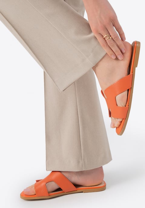 Wittchen Dames Leren H-vormige Slippers Oranje Natuurlijk Leer - Image 1