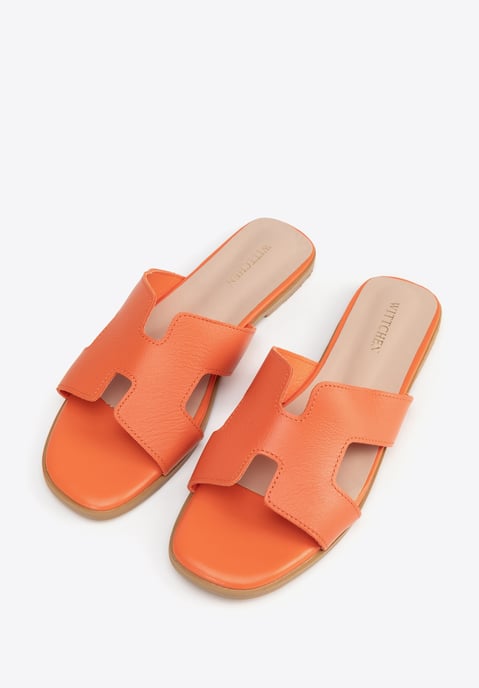 Wittchen Dames Leren H-vormige Slippers Oranje Natuurlijk Leer - Image 3
