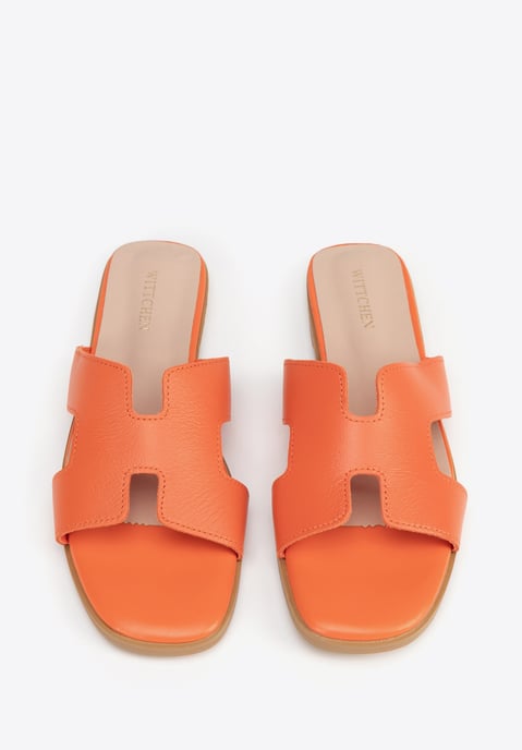 Wittchen Dames Leren H-vormige Slippers Oranje Natuurlijk Leer - Image 4