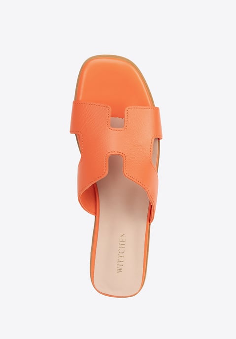 Wittchen Dames Leren H-vormige Slippers Oranje Natuurlijk Leer - Image 6
