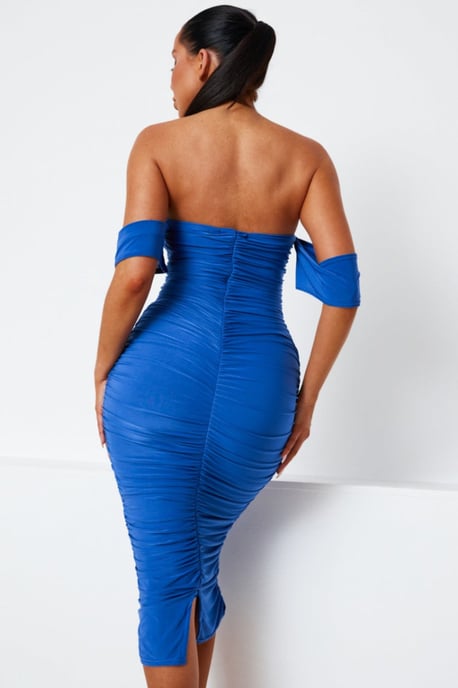 Bardot Cowl Neck Ruched Midi Dress - Image 2
