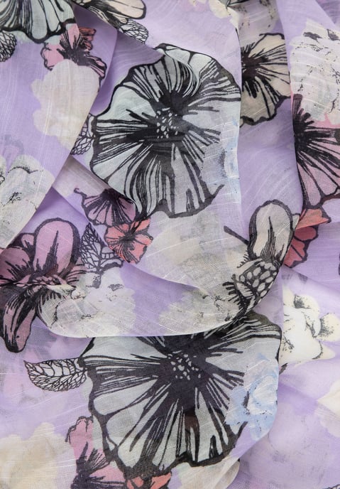 Wittchen Woman Women's delicate scarf with a floral pattern cream and purple - Image 2