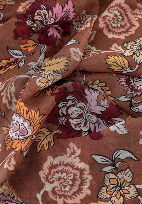 Wittchen Women's floral pattern scarf brown and orange brown and orange polyeste - Image 2