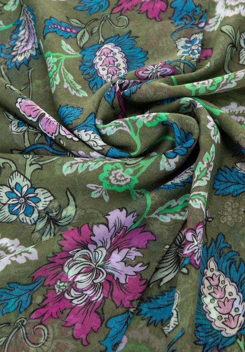 Wittchen Women's floral pattern scarf green and blue green and blue polyester - Image 2