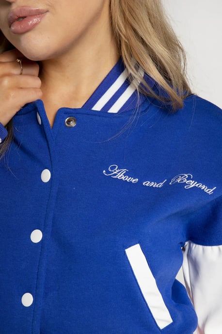 Varsity Slogan Contrast Sleeve Bomber - Image 3