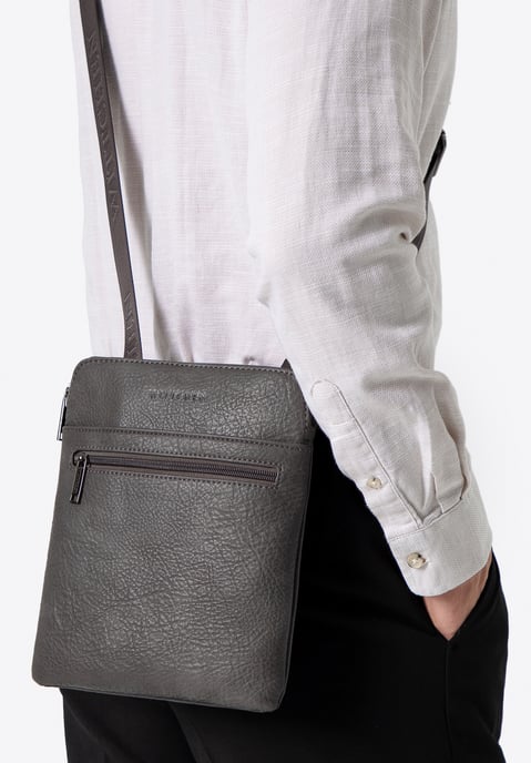 Wittchen Men's Small Messenger Bag in Gray Faux Leather - Image 1