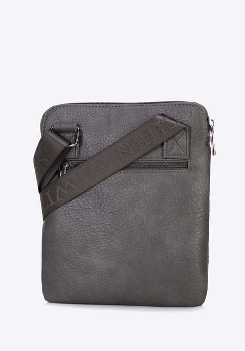 Wittchen Men's Small Messenger Bag in Gray Faux Leather - Image 3