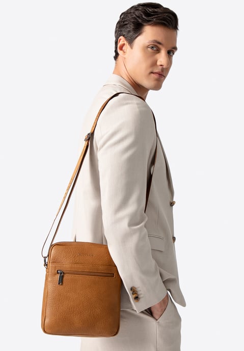 Wittchen Men's Imitation Leather Messenger Bag with Adjustable Strap Brown - Image 1